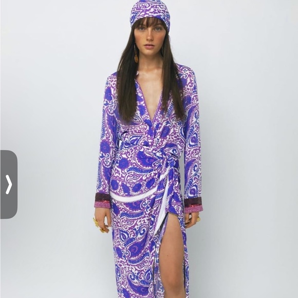 Zara purple paisley sheer embroidered blouse Sz S - Picture 3 of 5